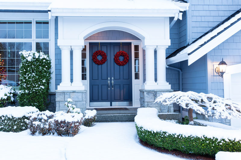 Front door of a home during holidays